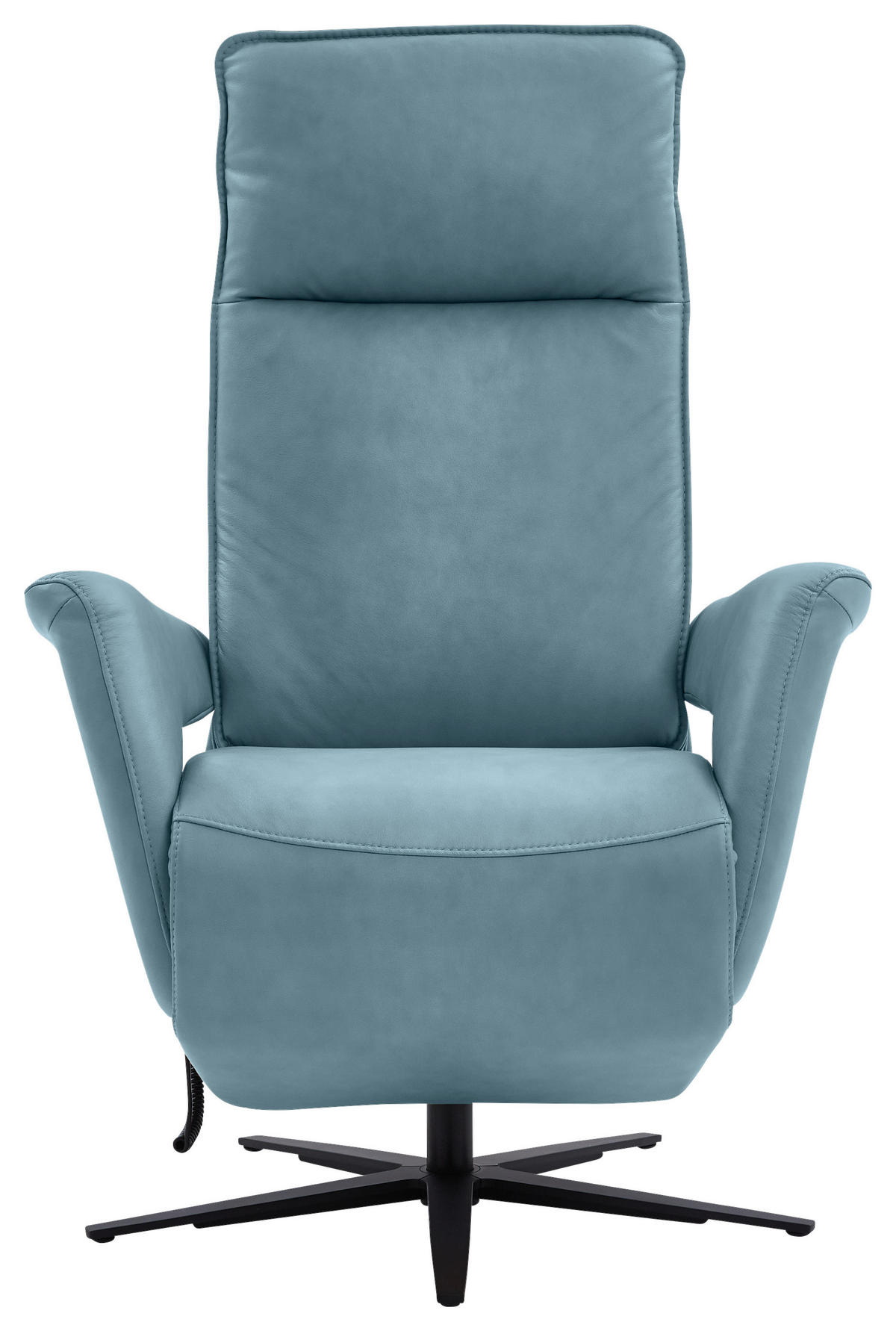 RELAXSESSEL in Leder Blau  - Blau/Schwarz, Design, Leder/Metall (83/123/87cm) - Valdera