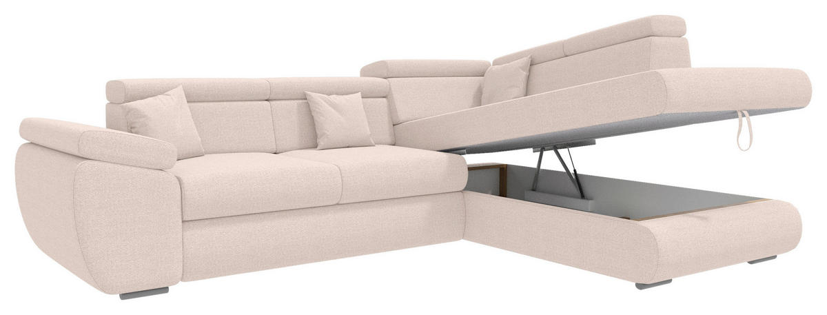 ECKSOFA Creme Struktur  - Chromfarben/Creme, KONVENTIONELL, Kunststoff/Textil (282/205cm) - Carryhome