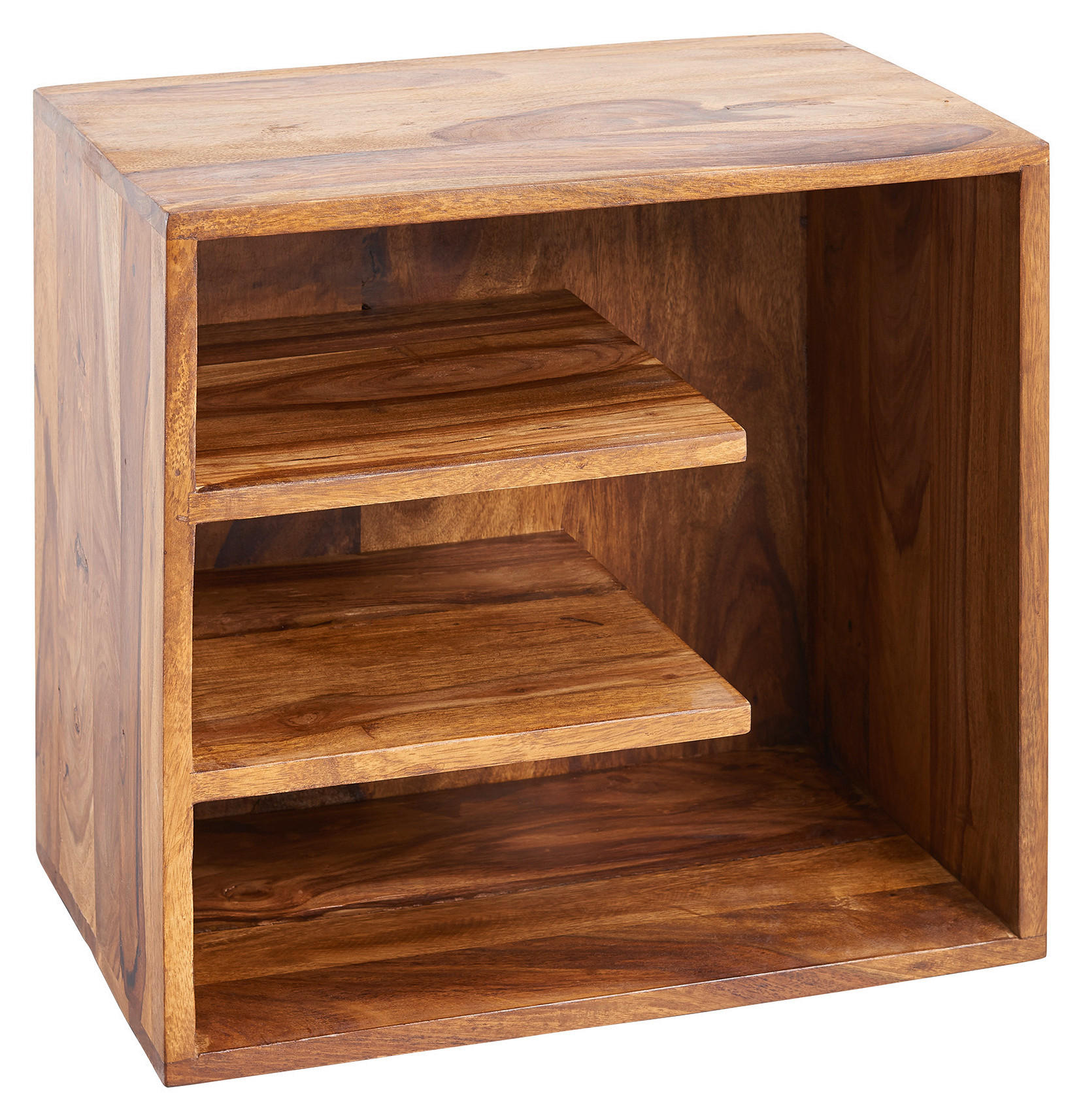 Noptieră, 43/43/30 cm, masiv lemn de sheesham culoare lemn sheesham