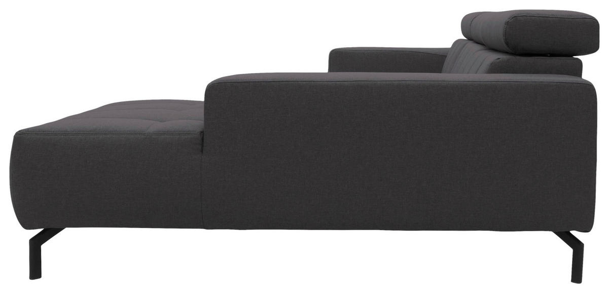 ECKSOFA in Webstoff Braun, Schwarz  292/175 cm  - Schwarz/Braun, Design, Textil/Metall (292/175cm) - MID.YOU