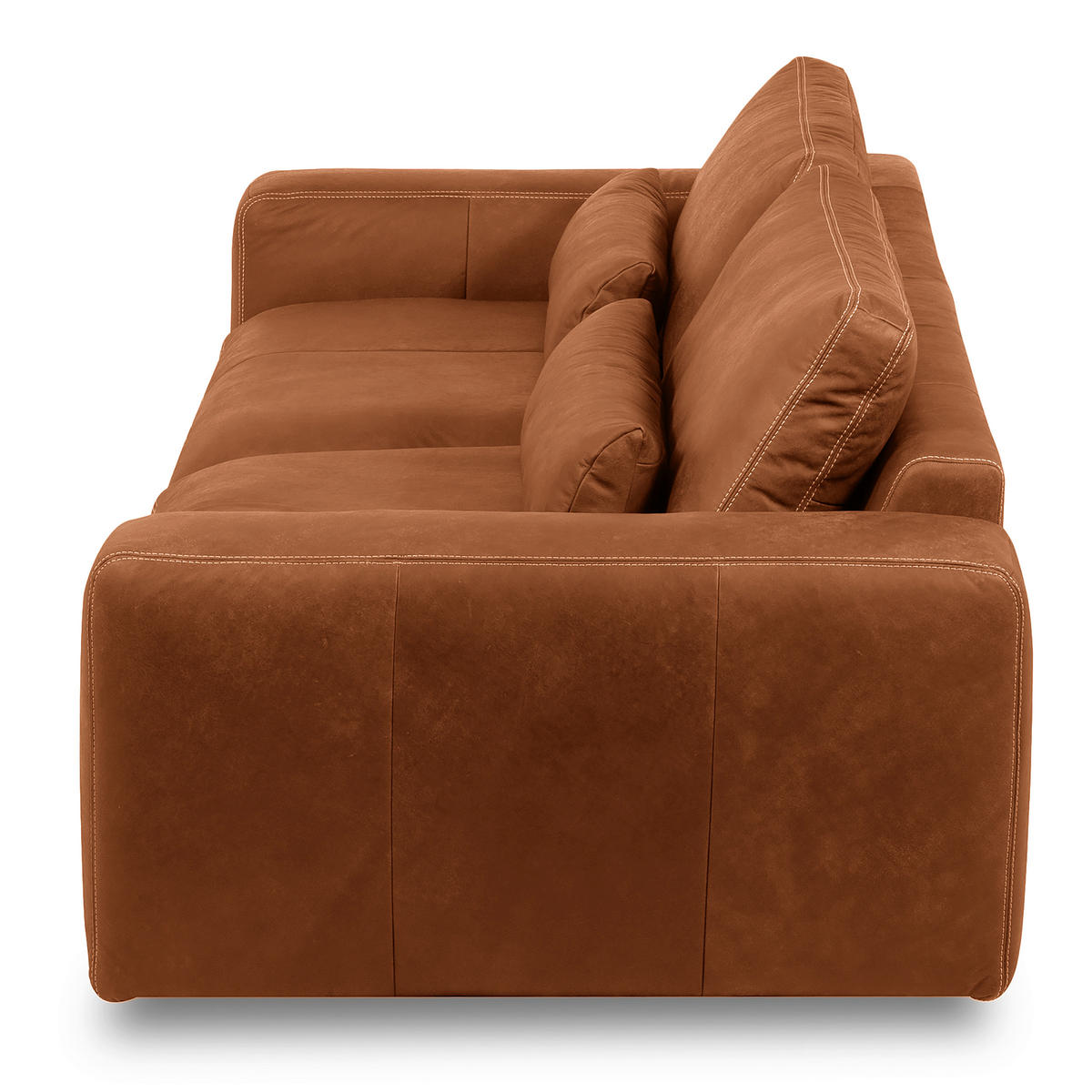 3-SITZER-SOFA  in Echtleder Karamell   - Beige/Karamell, Design, Leder/Kunststoff (300/85/123cm) - Livetastic