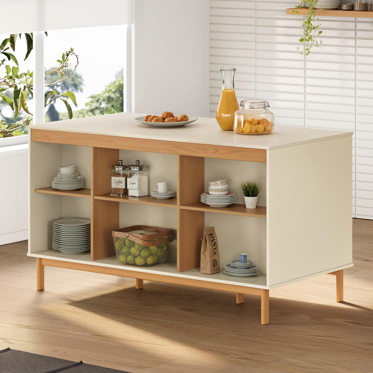 KÜCHENINSEL 160/90/60 cm  in Beige, Hellbraun  - Hellbraun/Beige, Design, Holz (160/90/60cm) - Livetastic