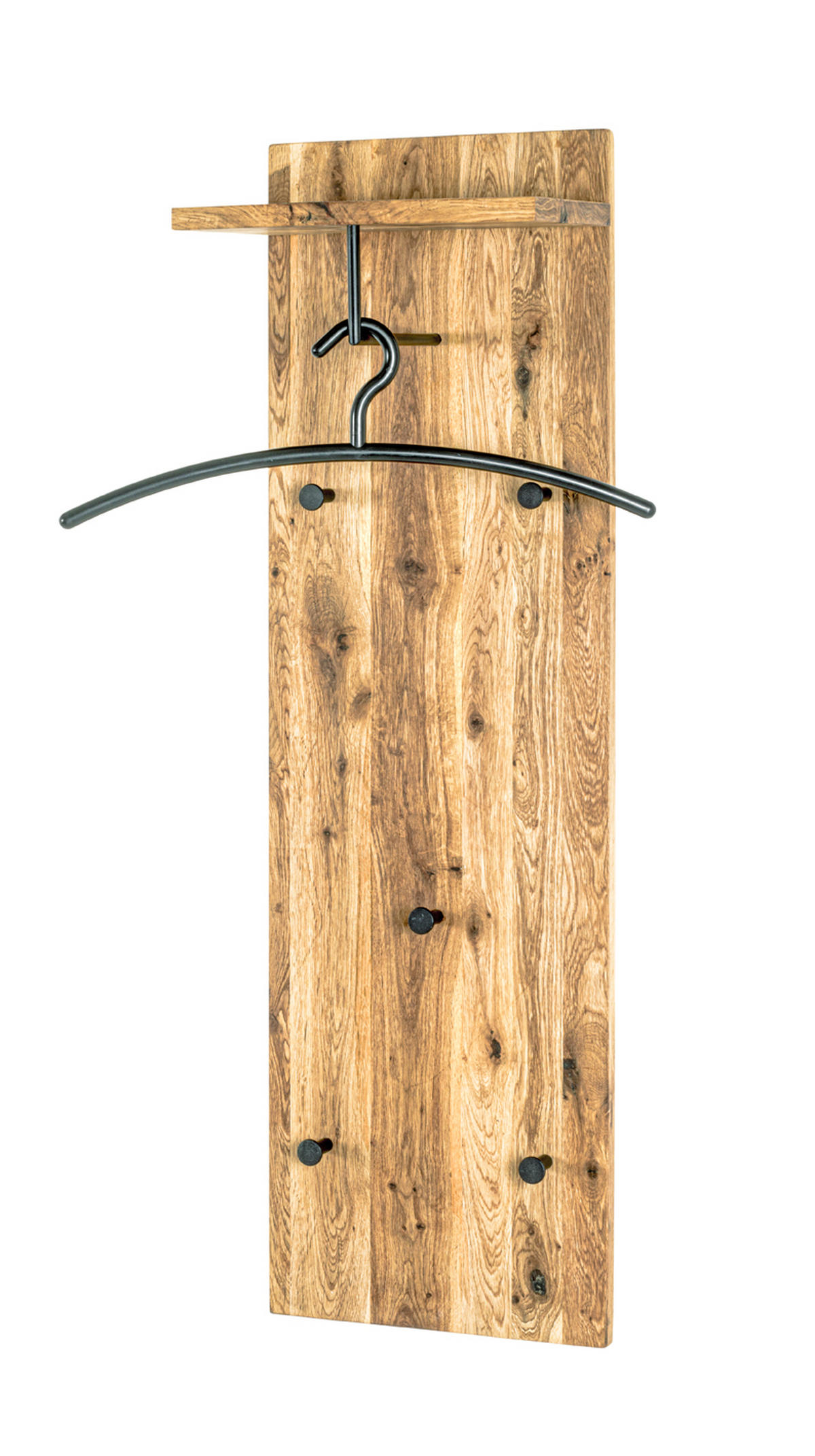 WANDGARDEROBE  in Eiche massiv Schwarz, Eichefarben  - Eichefarben/Schwarz, Basics, Holz/Metall (30/100/20cm)