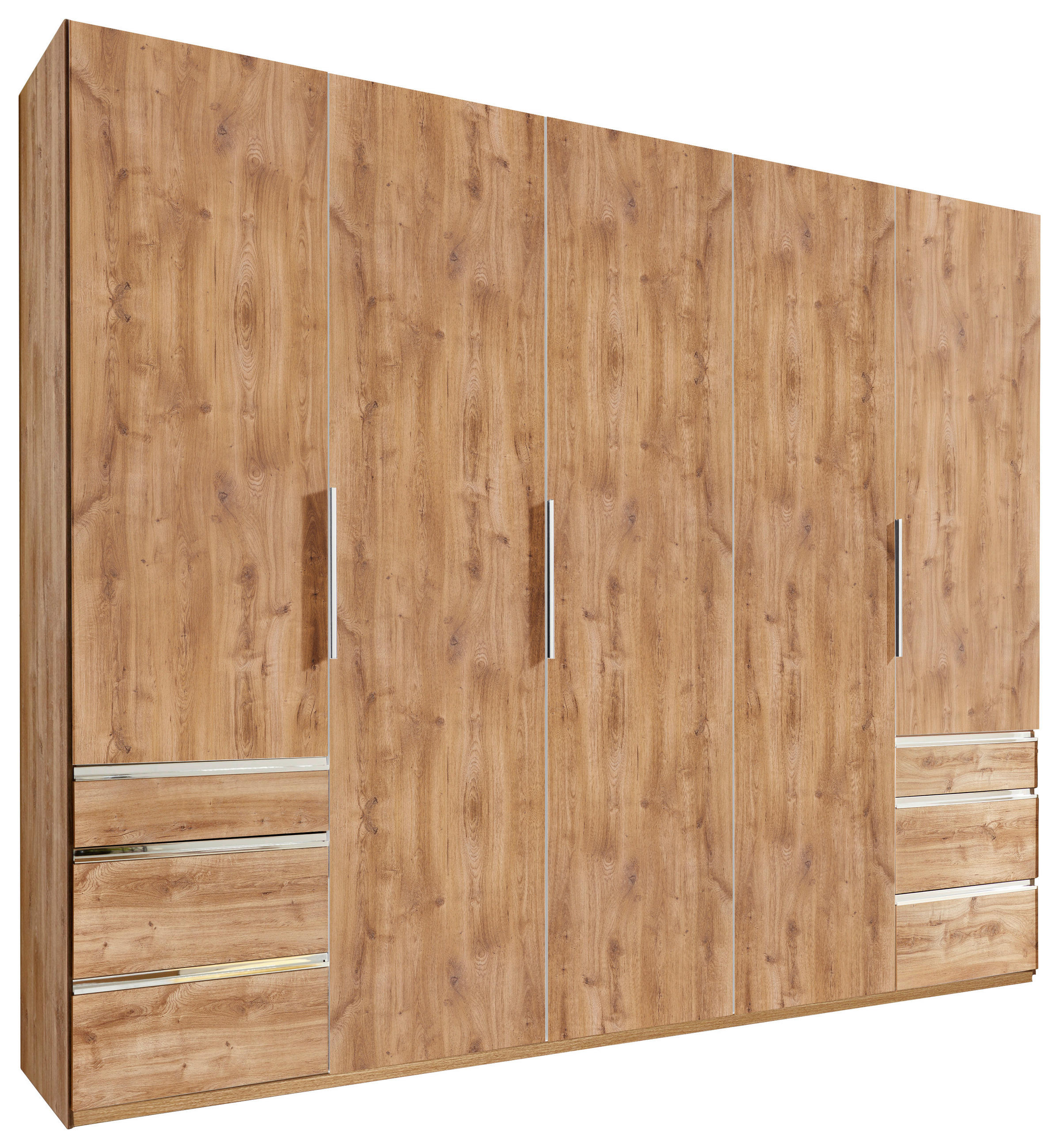 DREHTÜRENSCHRANK 250/216/58 cm 5-türig Eichefarben  - Chromfarben/Eichefarben, MODERN, Holzwerkstoff/Kunststoff (250/216/58cm) - MID.YOU