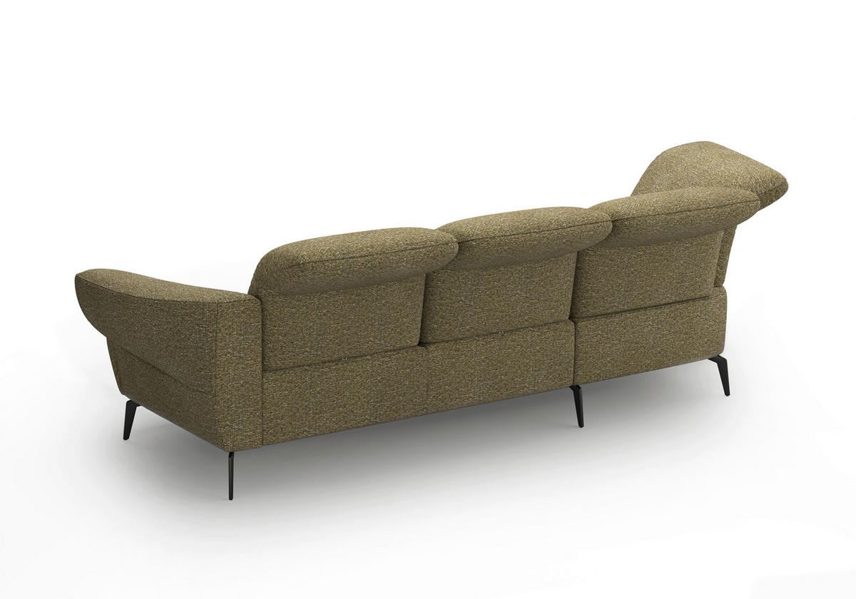 ECKSOFA DANCE E Olivgrün Chenille  - Schwarz/Olivgrün, MODERN, Textil/Metall (208/313cm) - Sit & More