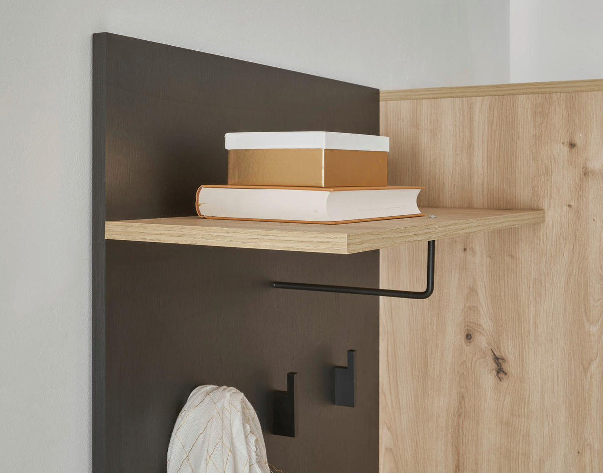GARDEROBE 5-teilig  in 114/197/40 cm  - Schwarz/Eiche Artisan, Design, Glas/Holzwerkstoff (114/197/40cm) - Carryhome