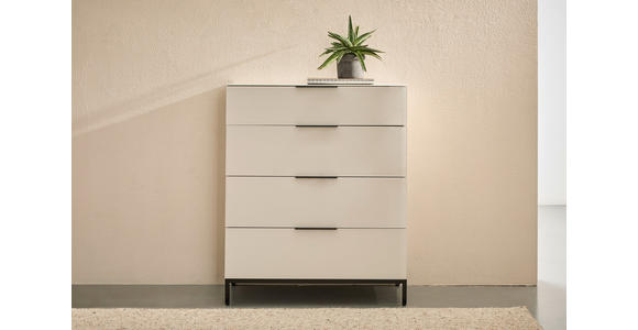 KOMMODE , 90/99,7/42 cm, 4 Schublade(n)  - Kaschmir/Schwarz, Design, Glas/Holzwerkstoff (90/99,7/42cm) - Novel