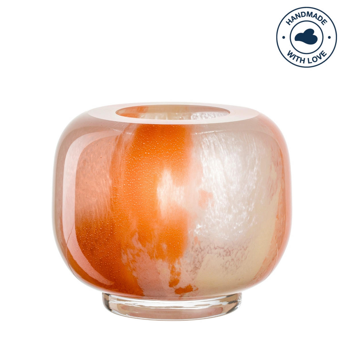 VASE  - Creme/Orange, Design, Glas (12,5/11/12,5cm) - Leonardo