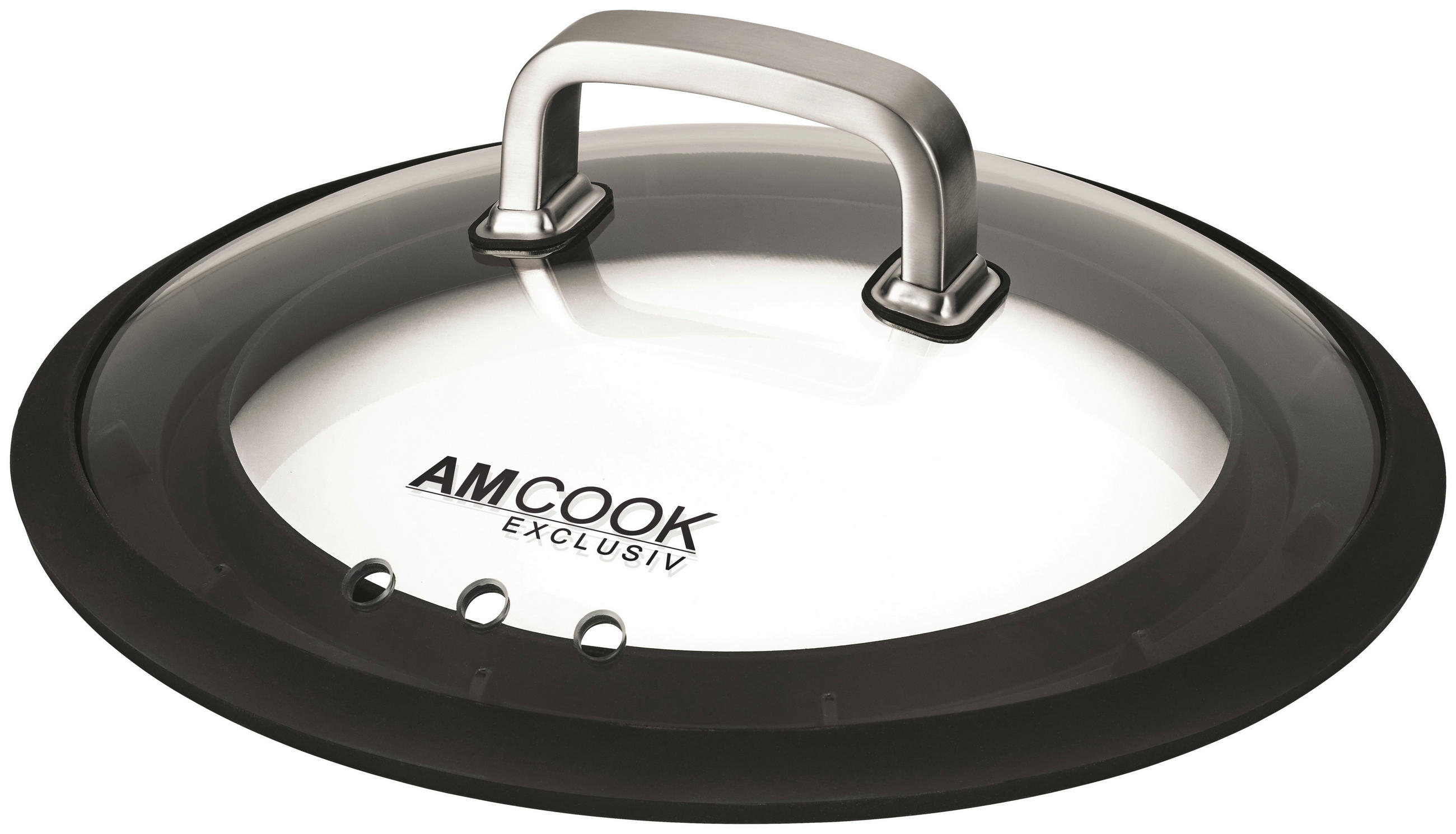 DECKEL GOURMETDECKEL - Edelstahlfarben/Schwarz, Basics, Glas/Kunststoff (24-28cm) - Am Cook