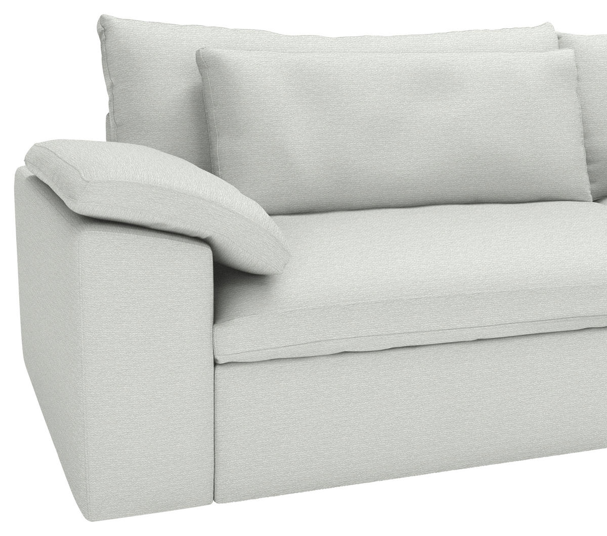 ECKSOFA 306/198 cm  in Chenille Silberfarben Rückenkissen, Nierenkissen, Armlehnenkissen, Rücken echt  306/198 cm  - Silberfarben/Schwarz, MODERN, Kunststoff/Textil (306/198cm) - Carryhome