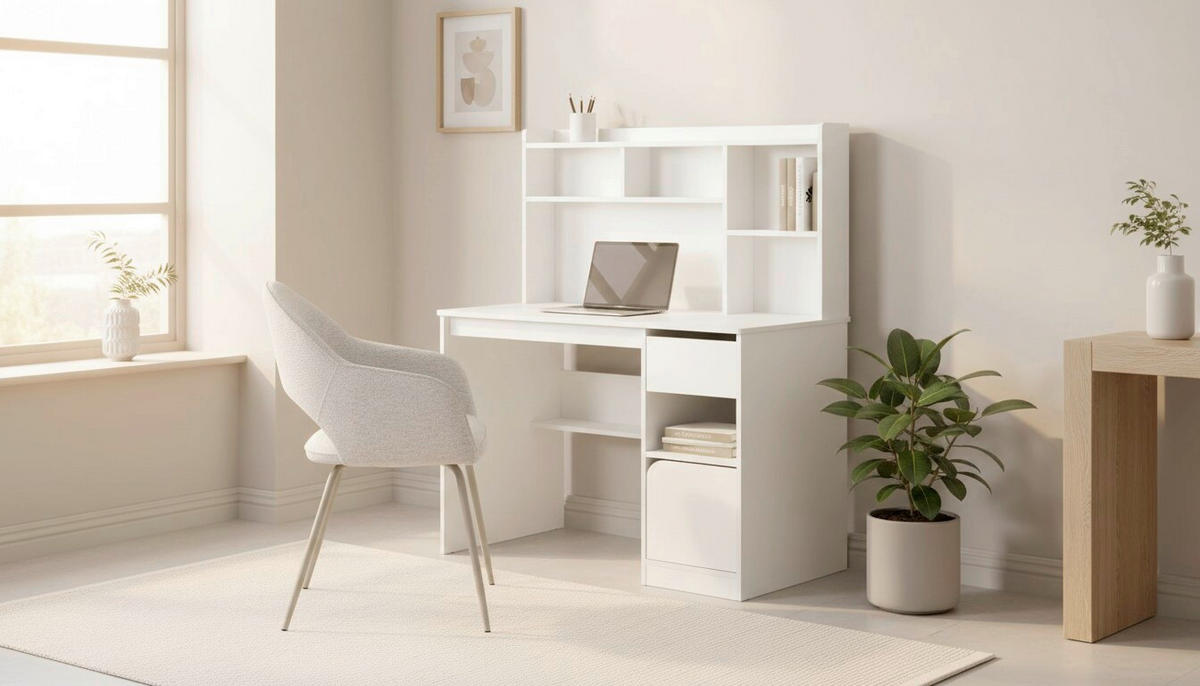 SCHREIBTISCH 110/60/131 cm Weiß  - Weiß, MODERN, Holzwerkstoff (110/60/131cm) - Livetastic