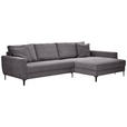 ECKSOFA Dunkelgrau Velours  - Dunkelgrau/Schwarz, Design, Textil/Metall (283/174cm) - Xora