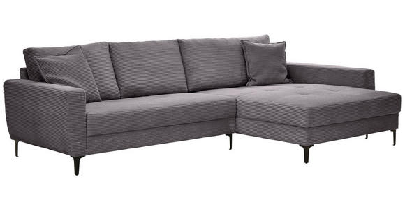 ECKSOFA Dunkelgrau Velours  - Dunkelgrau/Schwarz, Design, Textil/Metall (283/174cm) - Xora