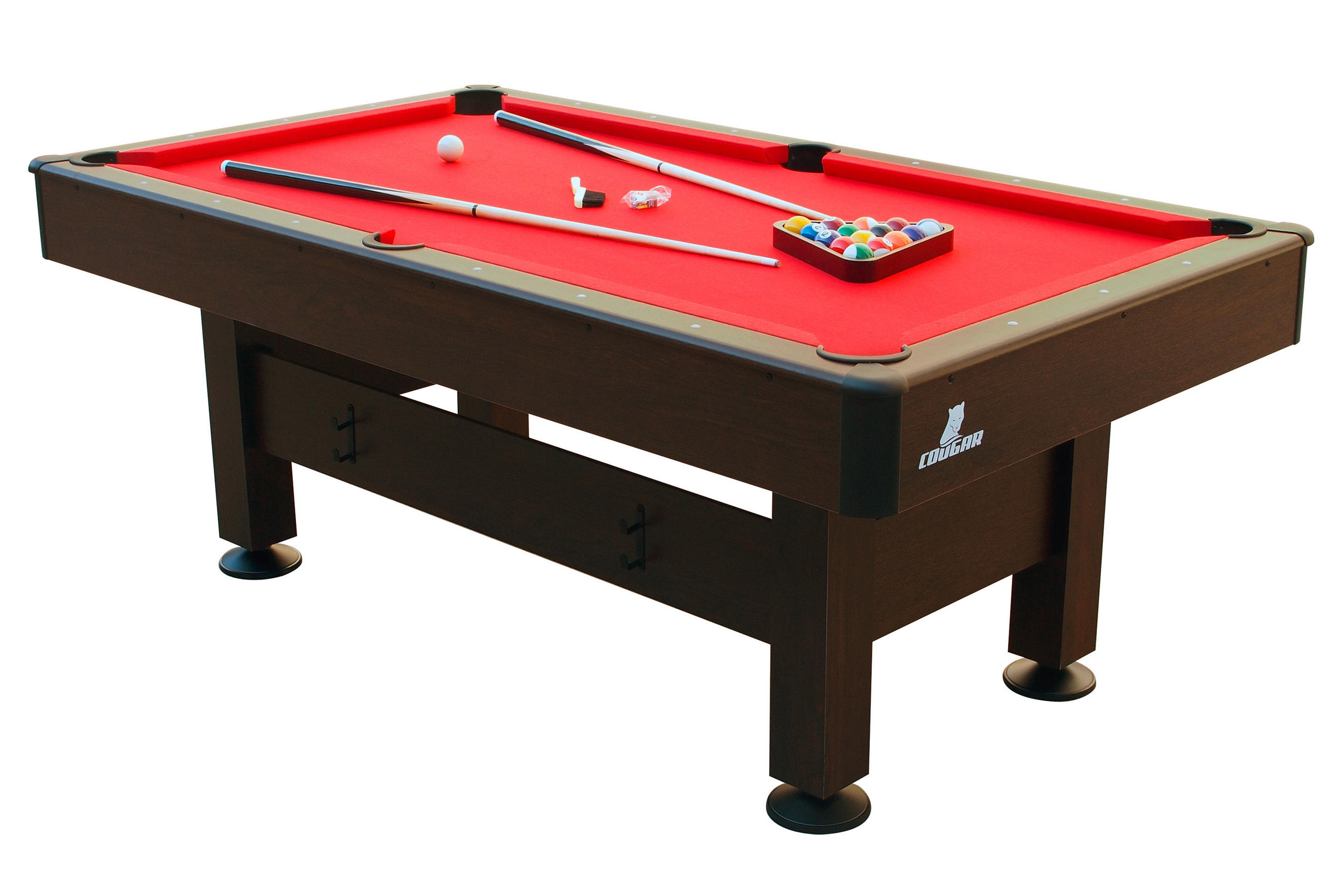 BILLARDTISCH - Dunkelbraun/Rot, Basics, Kunststoff/Metall (116cm)