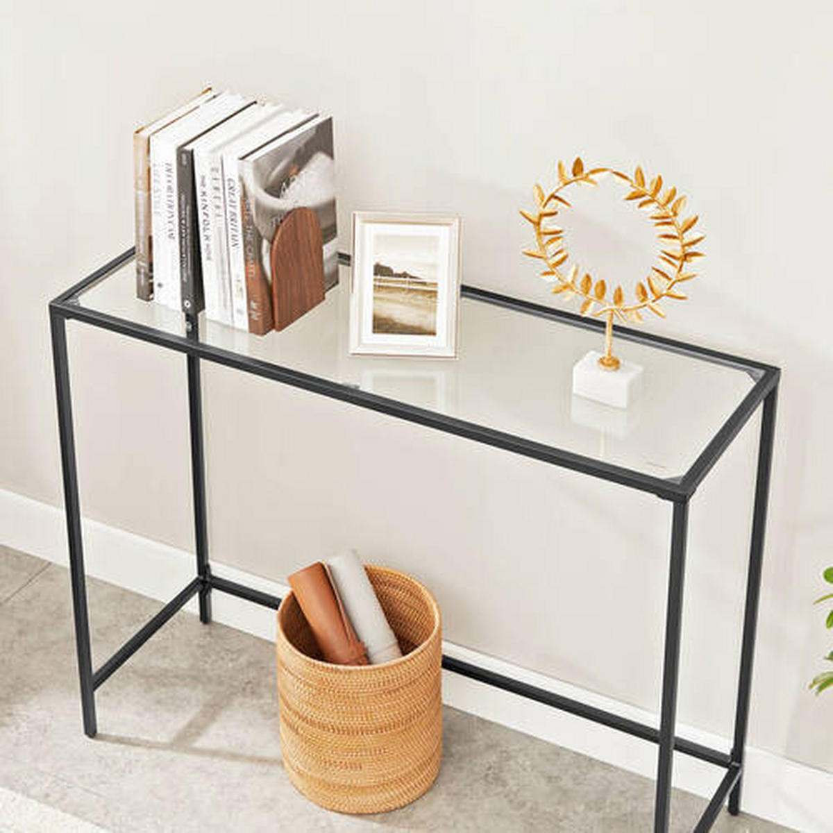 KONSOLENTISCH Schwarz   - Schwarz, Trend, Glas/Metall (100/35/80cm) - Boxxx