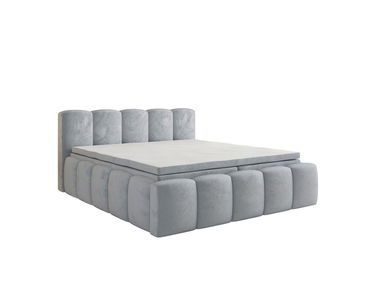 BOXBETT 140/200 cm,  in Grau, Bettkasten, Topper, H2 = mittel  - Grau, MODERN, Textil (140/200cm) - MID.YOU