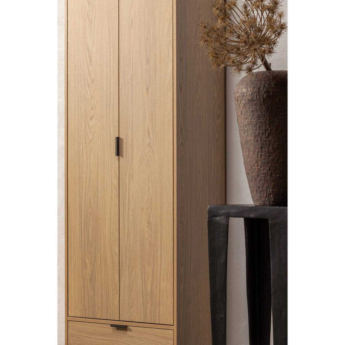 MEHRZWECKSCHRANK 60/210/36 cm  in Eichefarben  - Eichefarben/Schwarz, Design, Holz/Metall (60/210/36cm) - Livetastic