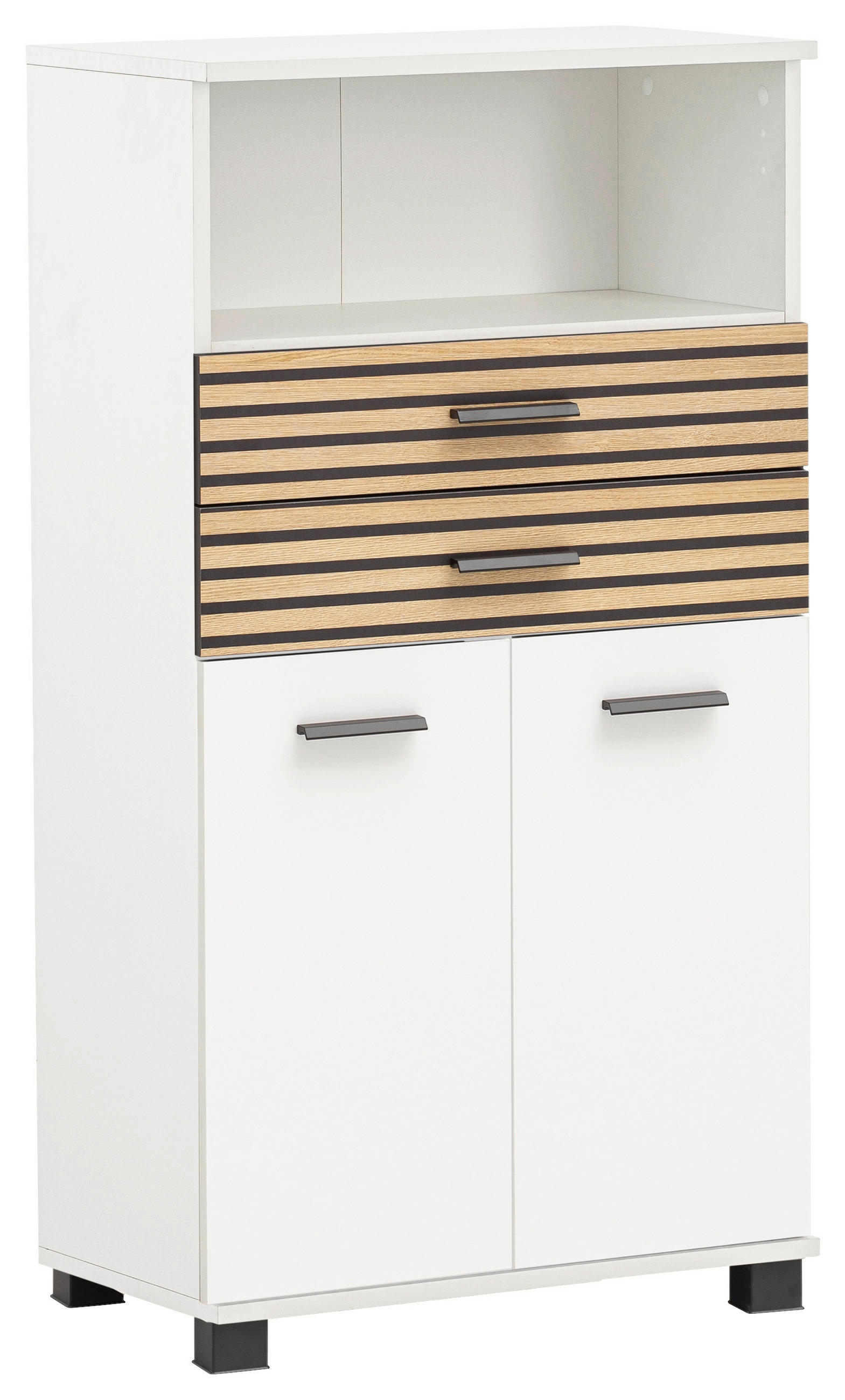 MIDISCHRANK 59,8/110,5/32,6 cm  - Eichefarben/Schwarz, MODERN, Holzwerkstoff/Kunststoff (59,8/110,5/32,6cm) - Stylife