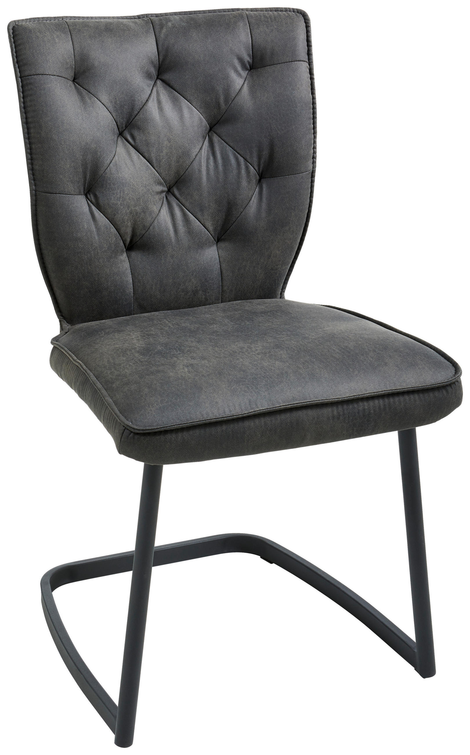 SCHWINGSTUHL  in Eisen Mikrofaser  - Anthrazit/Schwarz, Design, Textil/Metall (46/89/58cm) - Valdera