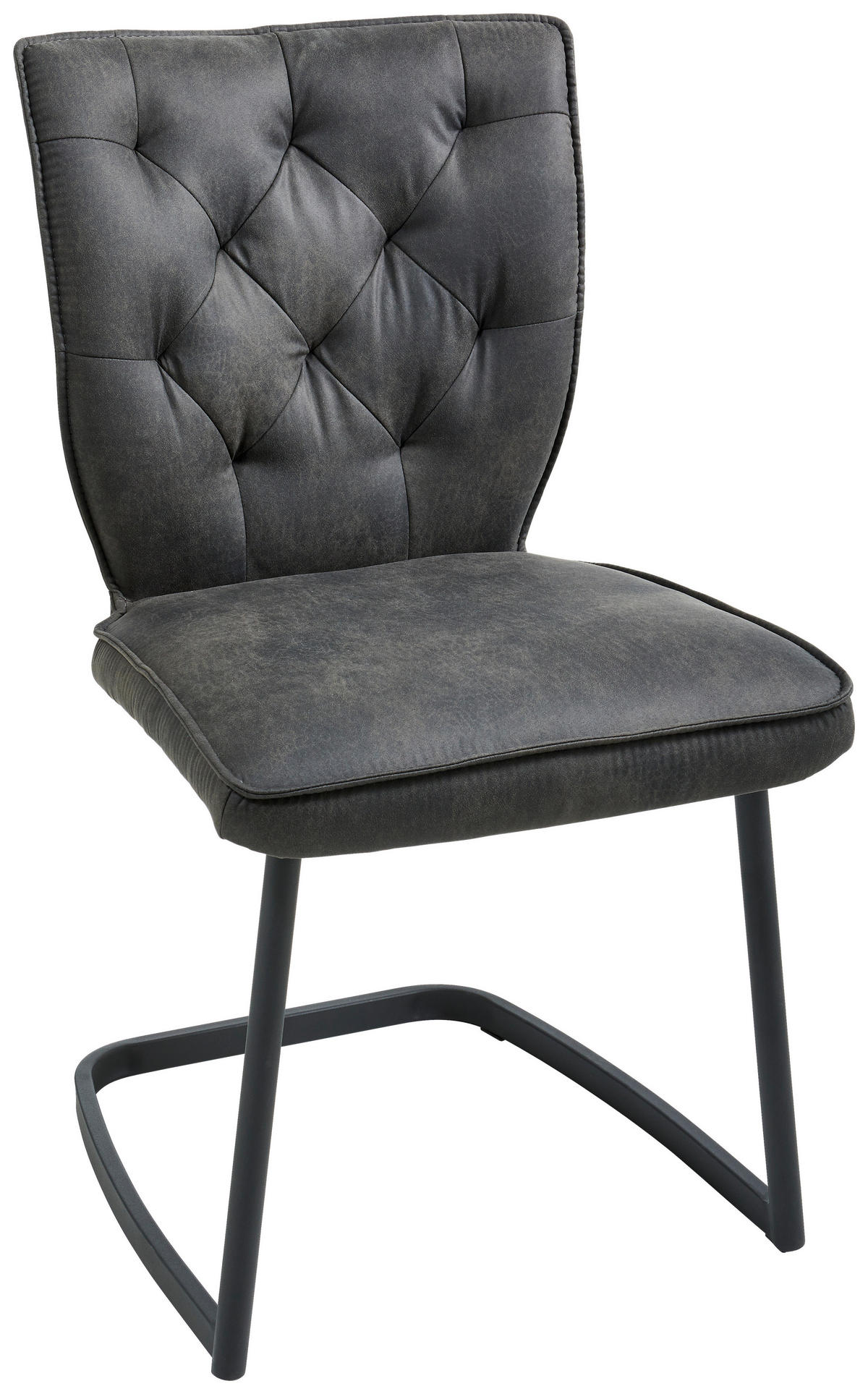 SCHWINGSTUHL  in Eisen Mikrofaser  - Anthrazit/Schwarz, Design, Textil/Metall (46/89/58cm) - Valdera