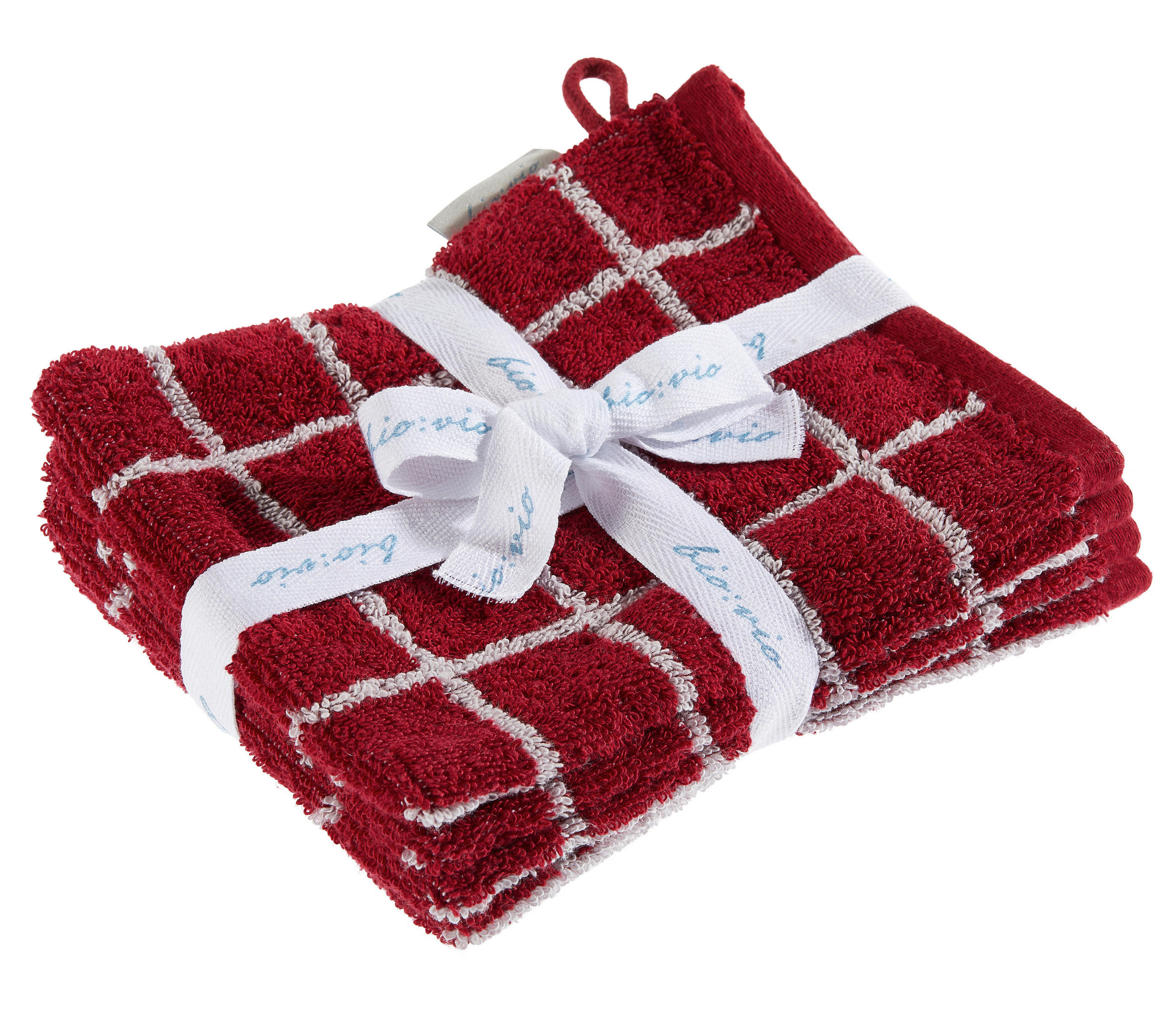 WASCHHANDSCHUHSET CHAMP Silberfarben, Bordeaux 4-teilig  - Bordeaux/Silberfarben, Natur, Textil (16/21cm) - Bio:Vio