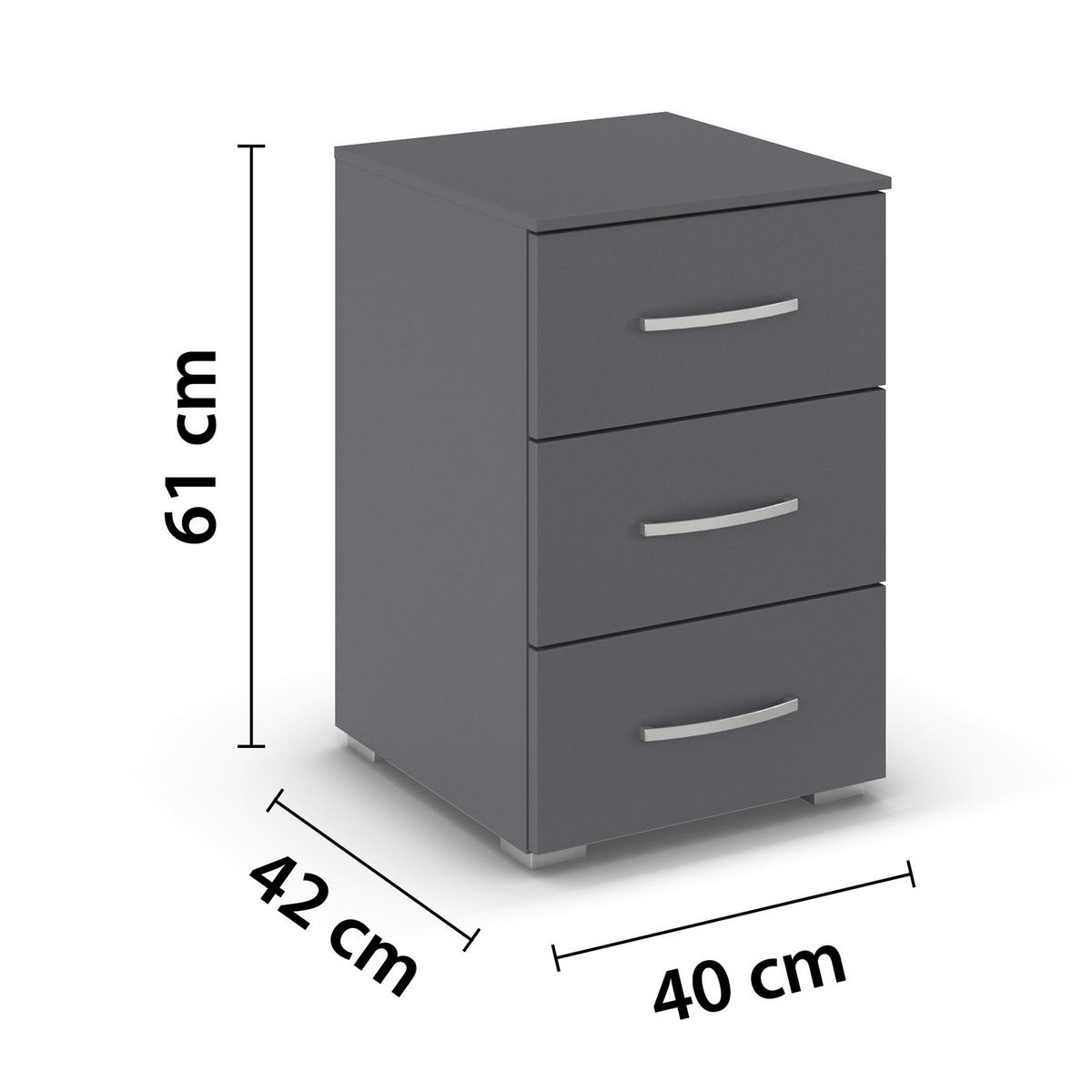NACHTKÄSTCHEN 40/61/42 cm  in Grau  - Alufarben/Grau, KONVENTIONELL, Holzwerkstoff/Kunststoff (40/61/42cm) - Xora