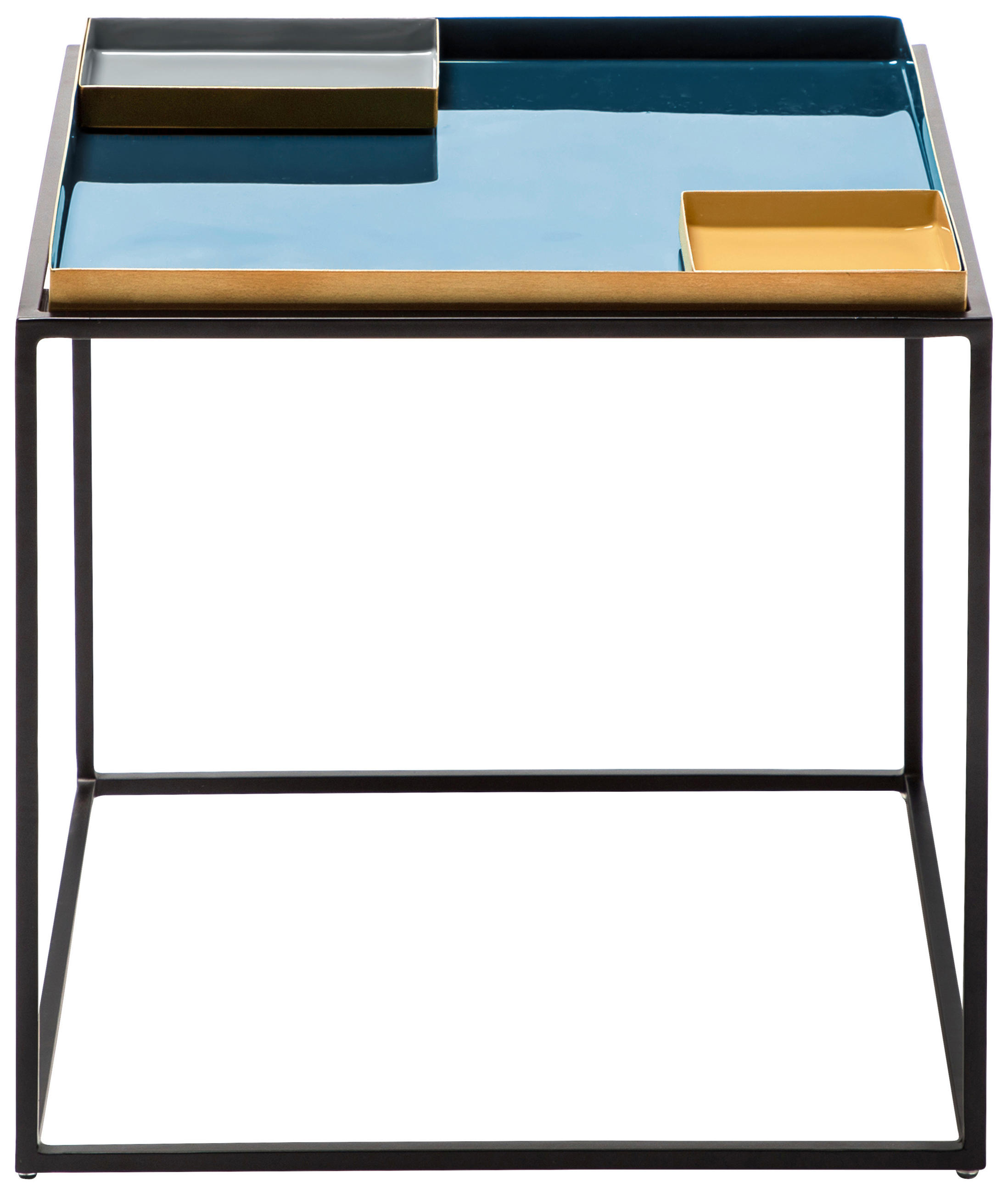 BEISTELLTISCH 40/40/40 cm Blau, Grau, Orange quadratisch  - Blau/Schwarz, Design, Metall (40/40/40cm) - Kayoom