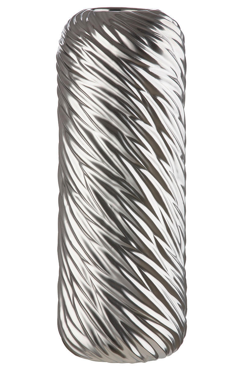 VASE  - Silberfarben, Basics, Keramik (15/15/40cm)