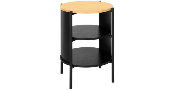 BEISTELLTISCH 44/44/60 cm Naturfarben, Schwarz rund - Schwarz/Naturfarben, Trend, Holzwerkstoff/Metall (44/44/60cm) - Xora
