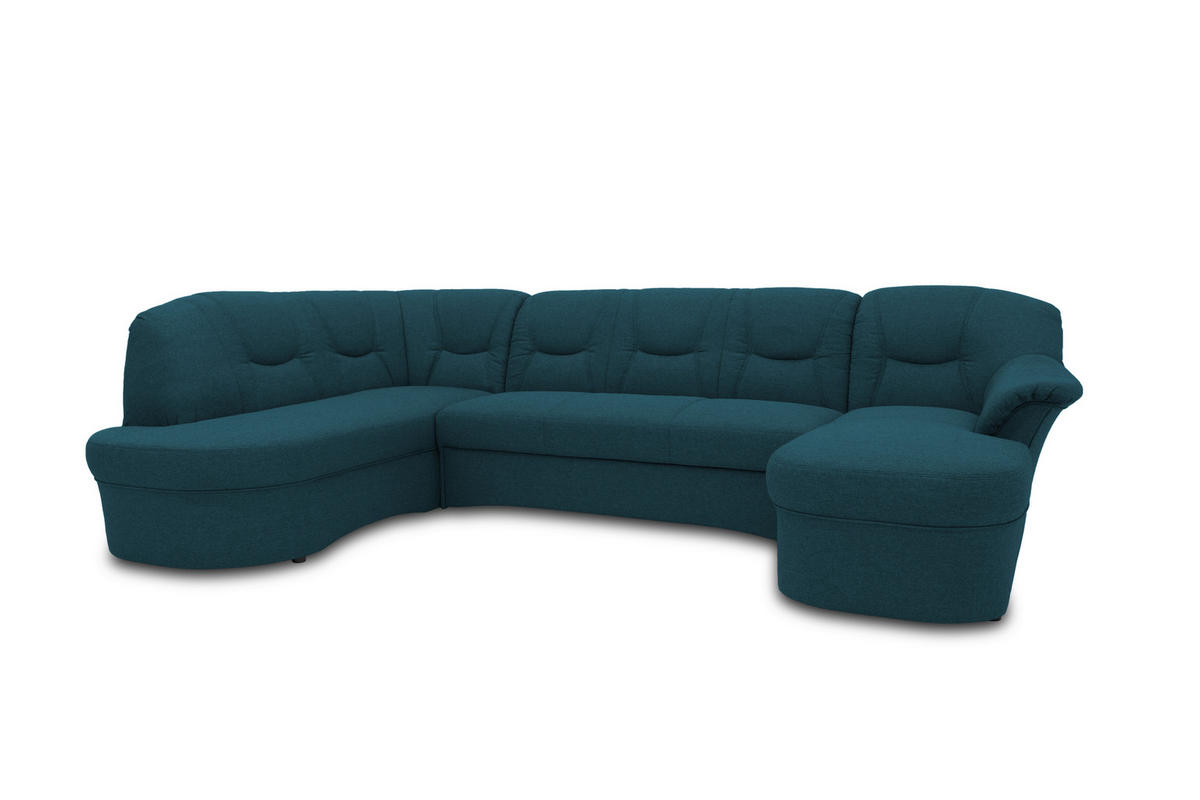 WOHNLANDSCHAFT in Mikrofaser Dunkelblau  - Schwarz/Dunkelblau, KONVENTIONELL, Kunststoff/Textil (180/295/146cm) - MID.YOU