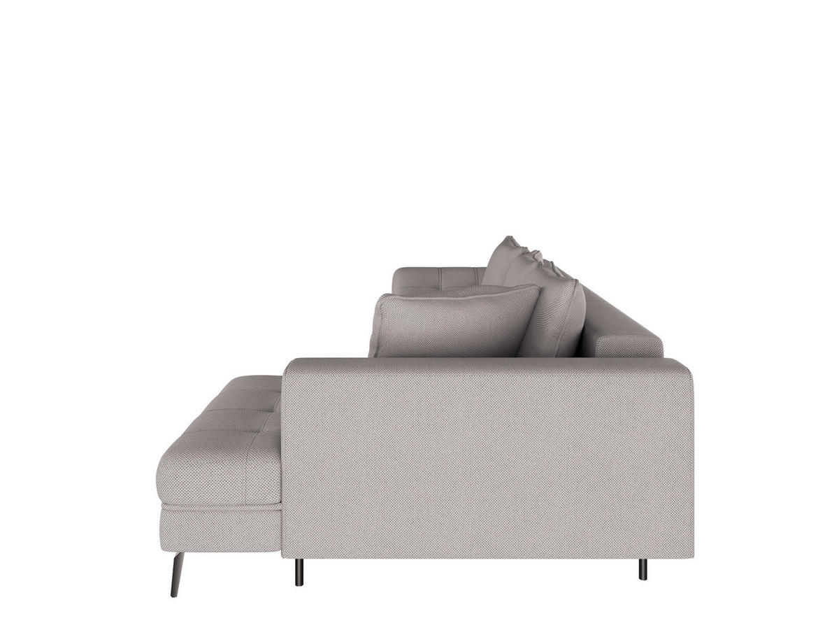 Ecksofa inkl. Funktionen in Webstoff Graubraun  - Graubraun/Schwarz, MODERN, Textil/Metall (279/177cm)