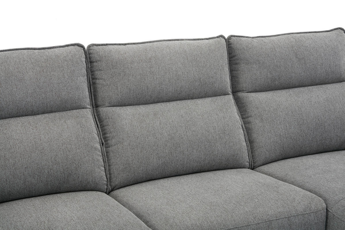 ECKSOFA in Struktur Grau  - Chromfarben/Grau, Modern, Textil/Metall (239/168cm) - MID.YOU