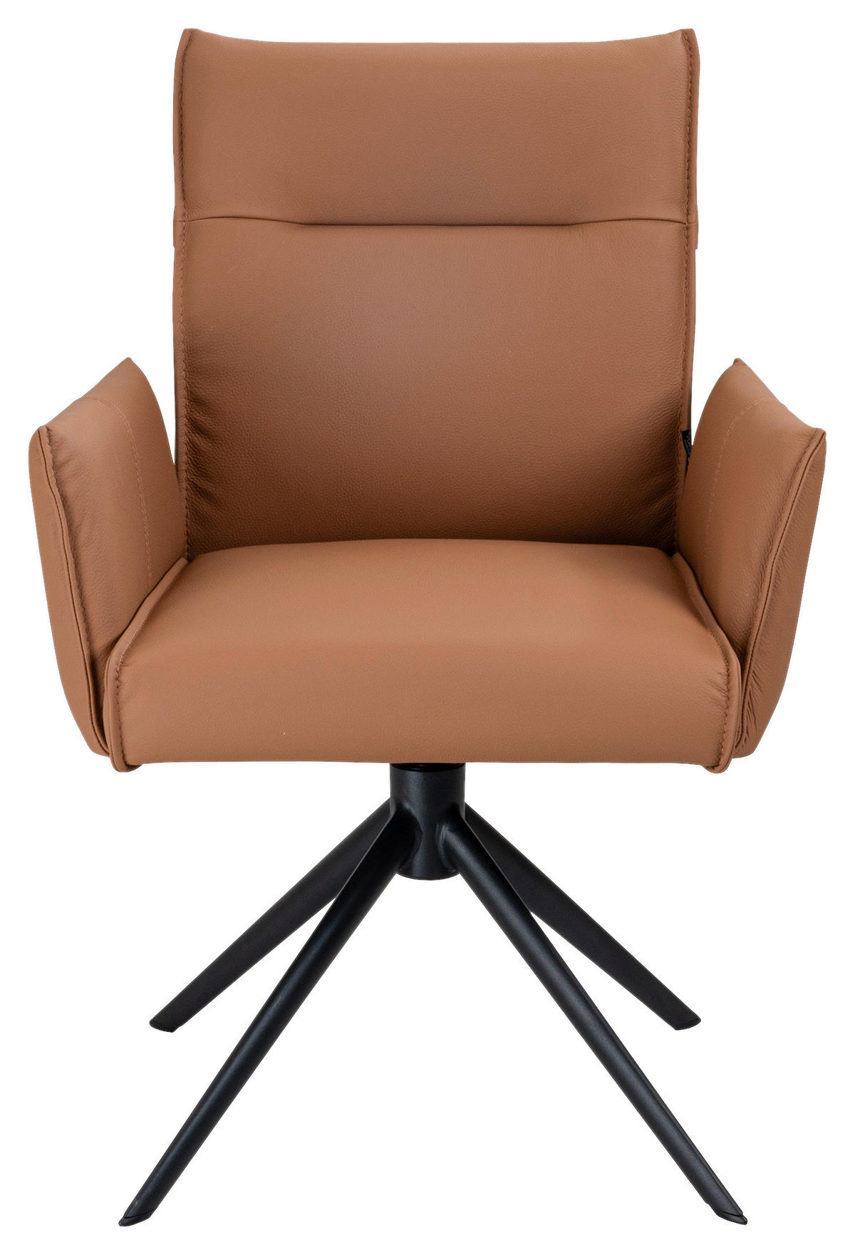 ARMLEHNSTUHL  Sitzfläche 360° drehbar  Echtleder  Cognac  - Cognac/Schwarz, Design, Leder/Metall (60/88,5/57,5cm) - Valnatura