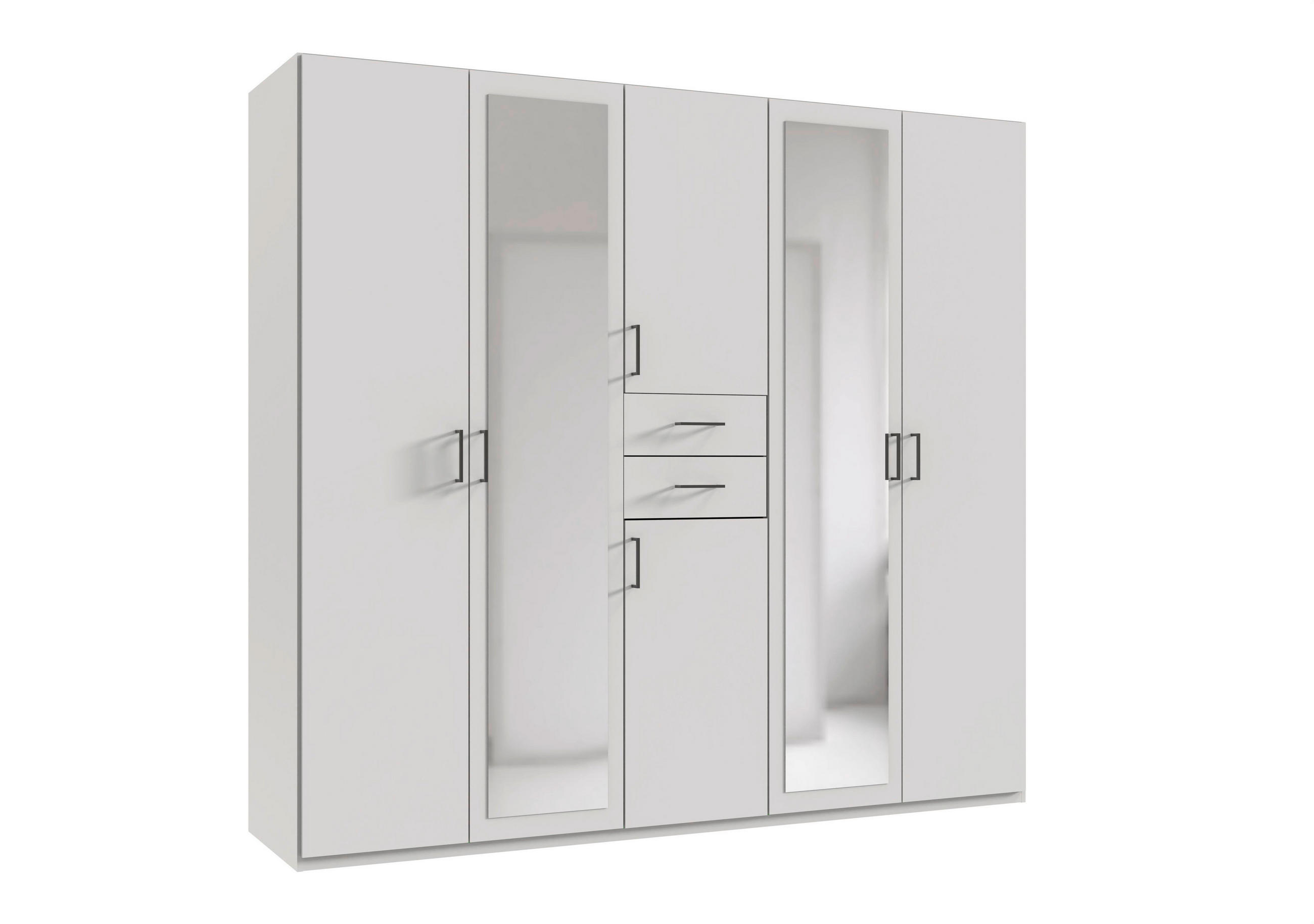 KLEIDERSCHRANK 225/208/58 cm,  in Weiß, 6 Tür(en)  - Schwarz/Weiß, MODERN, Glas/Holz (225/208/58cm) - P & B