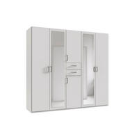 KLEIDERSCHRANK 225/208/58 cm,  in Weiß, 6 Tür(en)  - Schwarz/Weiß, MODERN, Glas/Holz (225/208/58cm) - P & B