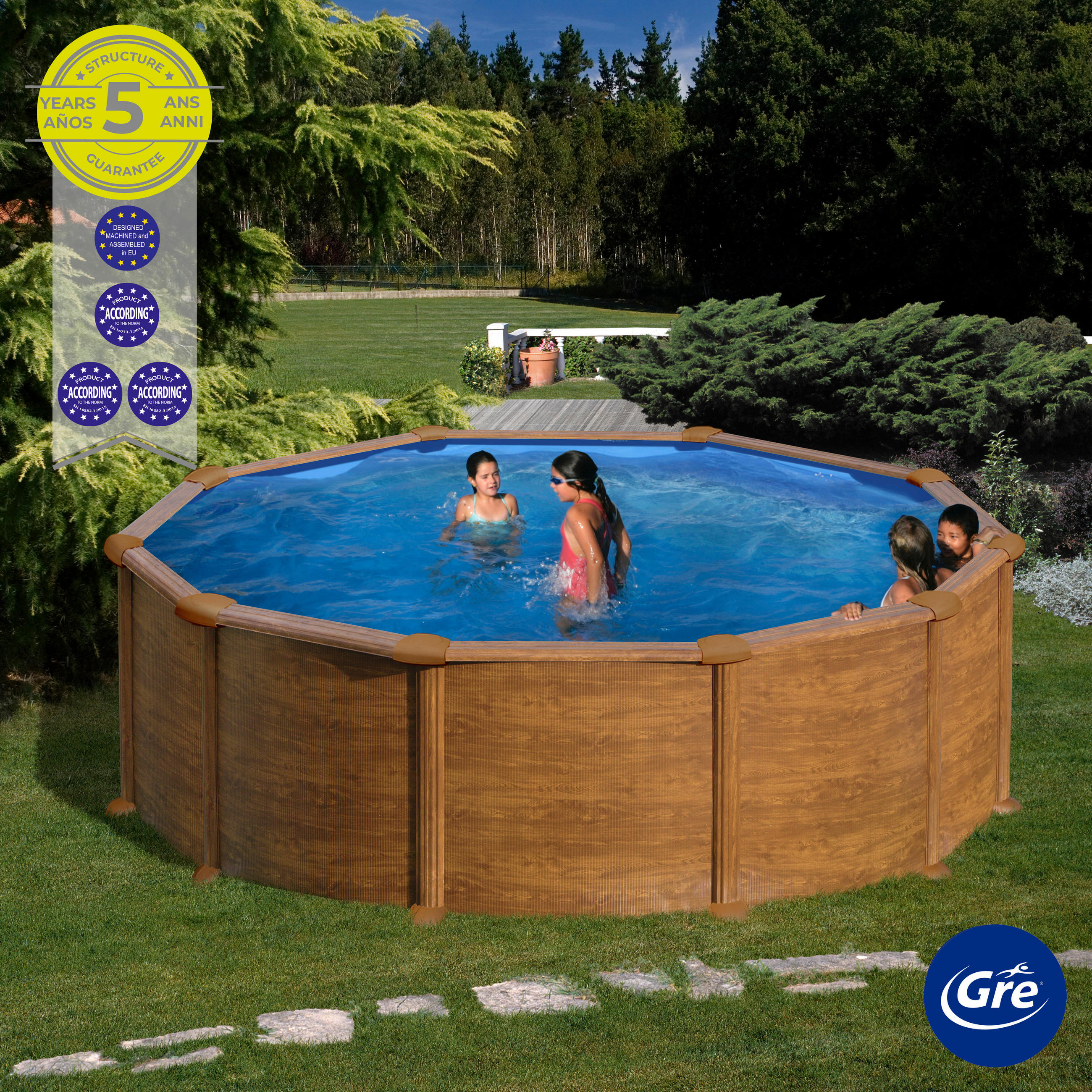 POOL-SET 2024 460/132 cm  - Braun, KONVENTIONELL, Metall (460/132cm) - Gre