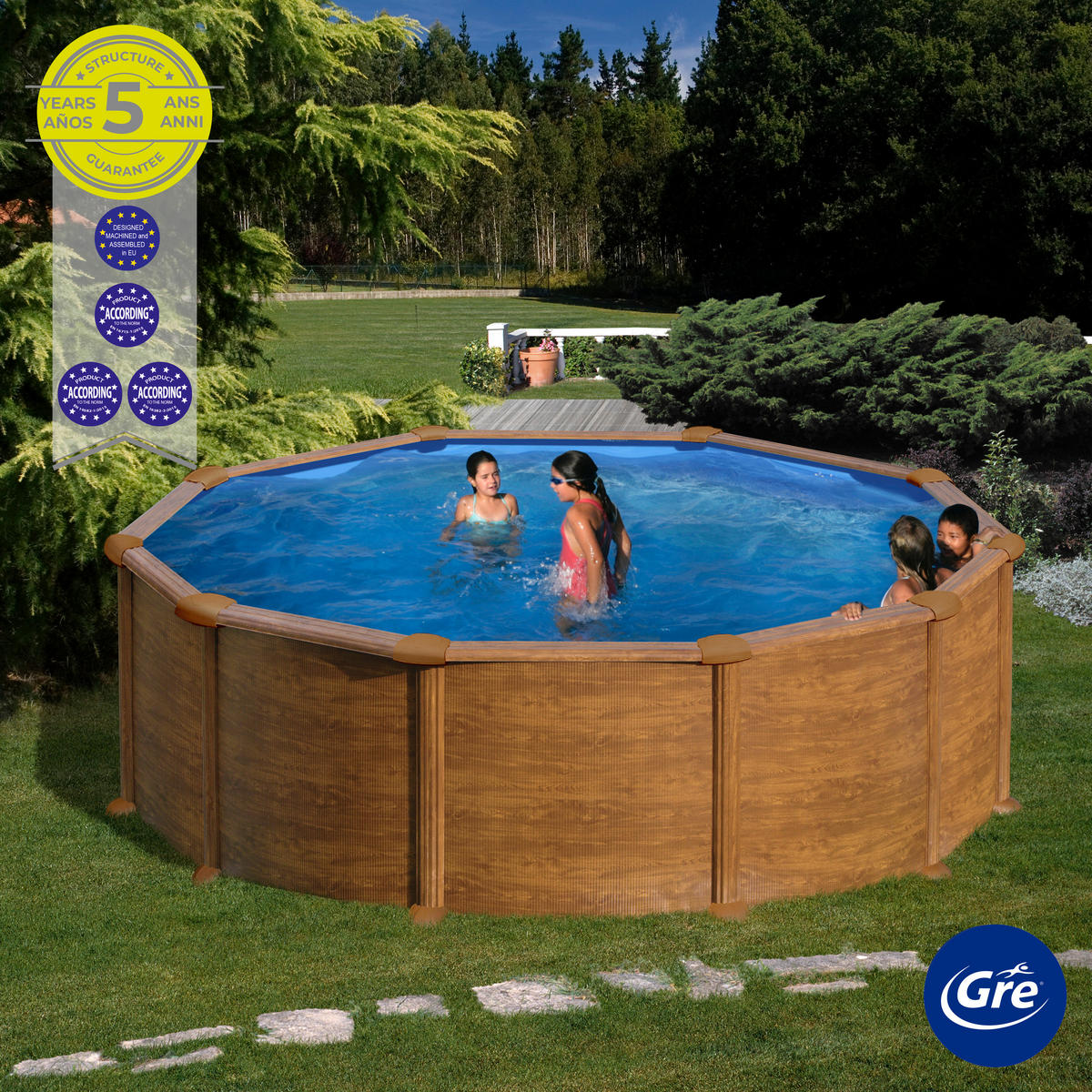 POOL-SET 2024 460/132 cm  - Braun, KONVENTIONELL, Metall (460/132cm) - Gre