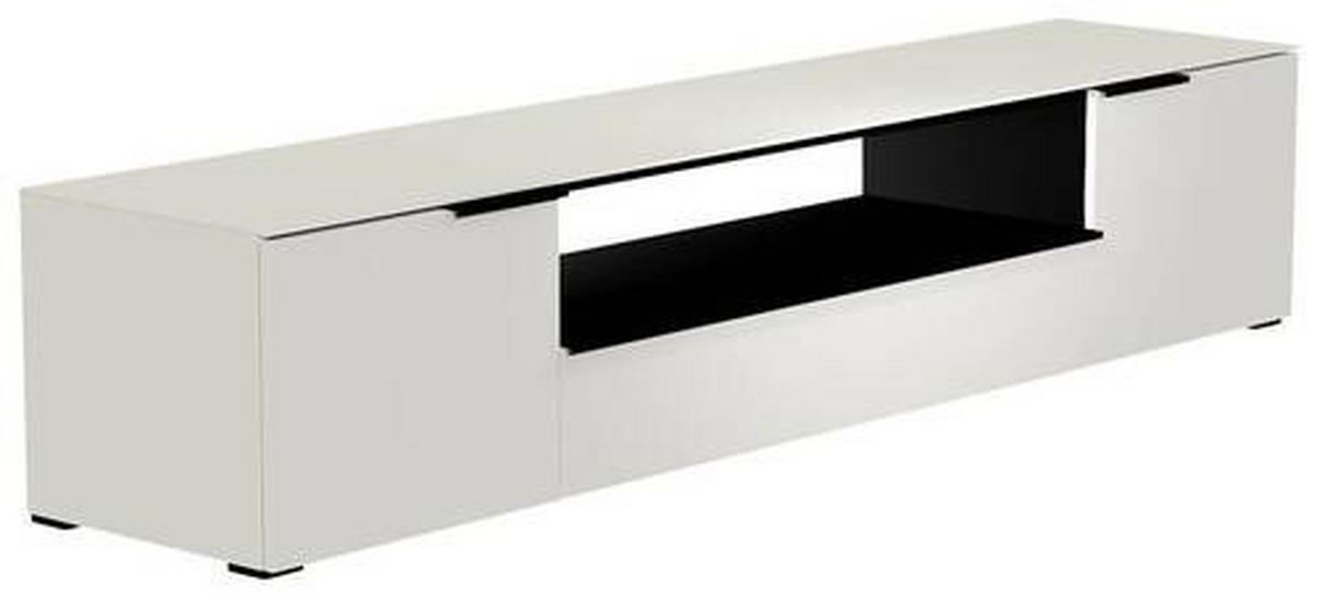 LOWBOARD Schwarz, Weiss  210/43/45 cm  - Weiss/Schwarz, Design, Glas/Holzwerkstoff (210/43/45cm) - Moderano