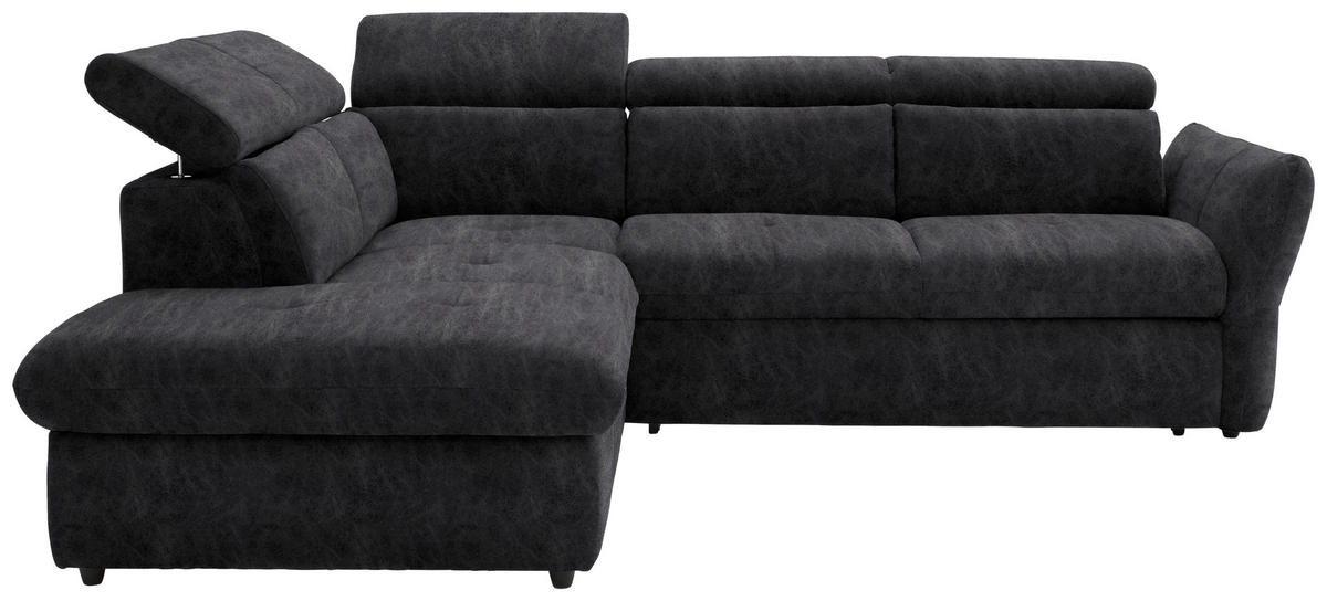 ECKSOFA  in Mikrofaser Dunkelgrau  224/254 cm  - Dunkelgrau/Schwarz, Design, Kunststoff/Textil (224/254cm) - Stylife