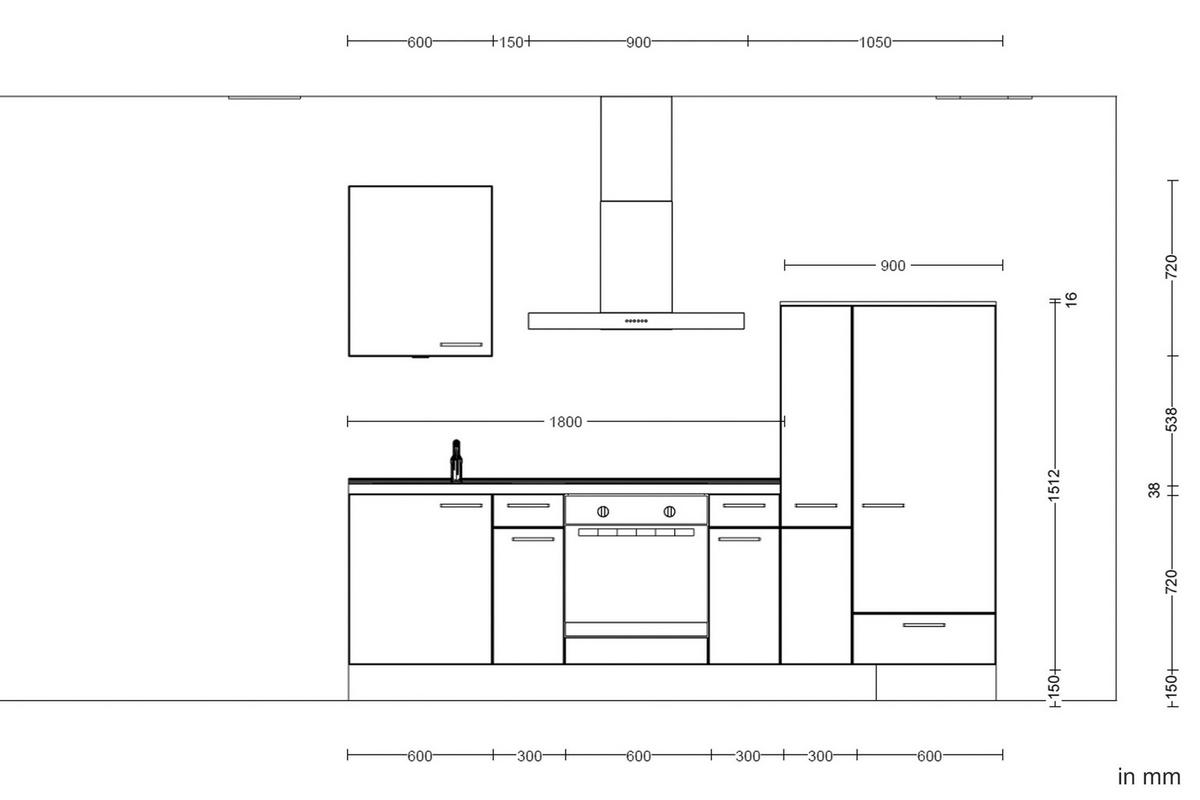 KÜCHENLEERBLOCK 270 cm   in Eichefarben, Schieferfarben  - Schieferfarben/Eichefarben, MODERN, Holzwerkstoff/Metall (270cm) - Nobilia