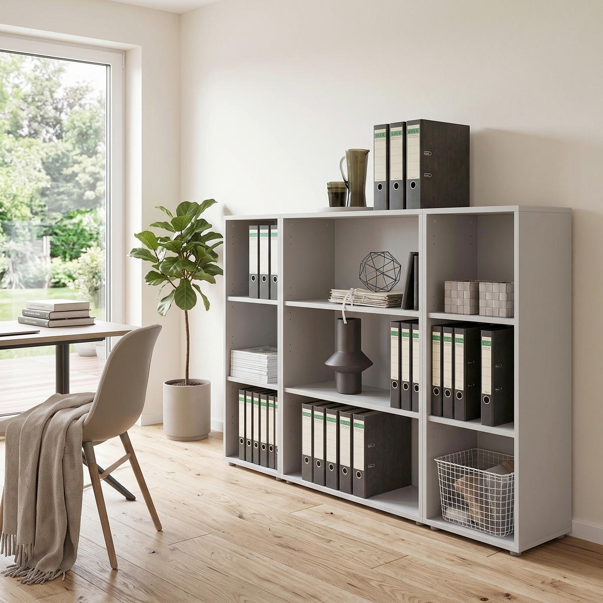 AKTENREGAL Grau  - Silberfarben/Grau, MODERN, Holzwerkstoff (172,6/113,6/33cm) - MID.YOU