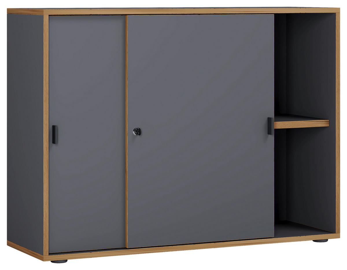 AKTENSCHRANK Anthrazit, Honigeiche  - Honigeiche/Anthrazit, Design, Holzwerkstoff (100/74/37cm) - MID.YOU
