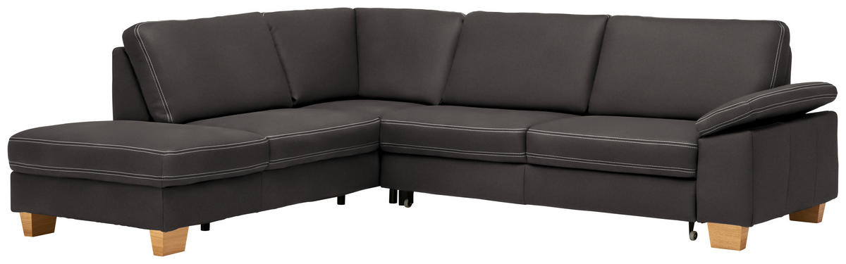 ECKSOFA  in Echtleder Graubraun  235/274 cm  - Eichefarben/Graubraun, KONVENTIONELL, Leder/Holzwerkstoff (235/274cm) - Beldomo Premium