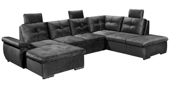 WOHNLANDSCHAFT in Mikrovelours Schwarz - Schwarz, KONVENTIONELL, Kunststoff/Textil (127/334/217cm) - Carryhome