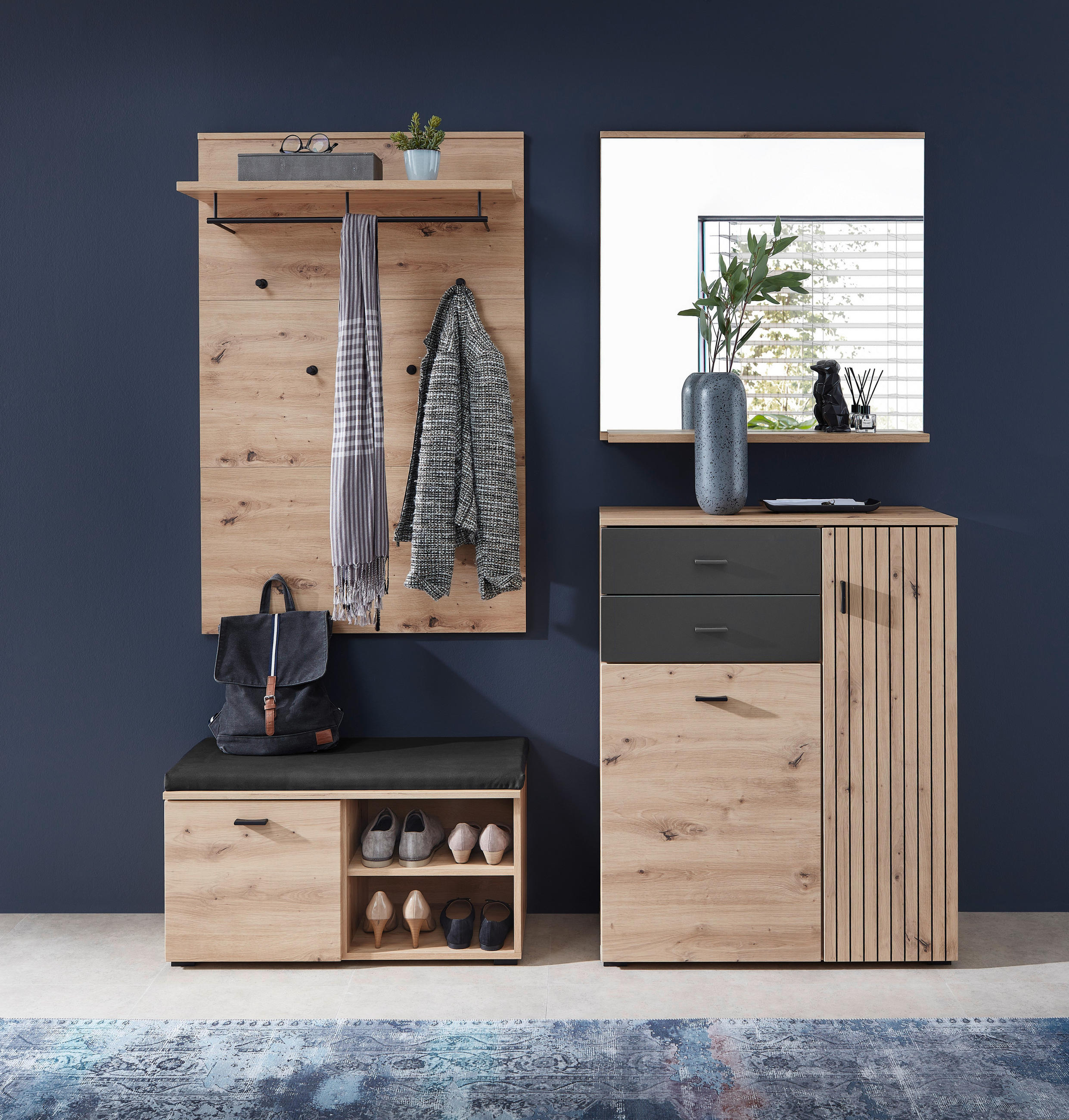 GARDEROBE  in 183/202/38 cm  - Schwarz/Eiche Artisan, Design, Holzwerkstoff (183/202/38cm) - Voleo