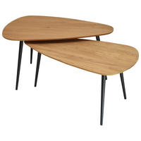 COUCHTISCHSET Wildeiche massiv 90/50-60/43-48 cm Freiform Schwarz, Wildeiche  - Wildeiche/Schwarz, Trend, Holz/Metall (90/50-60/43-48cm) - Boxxx