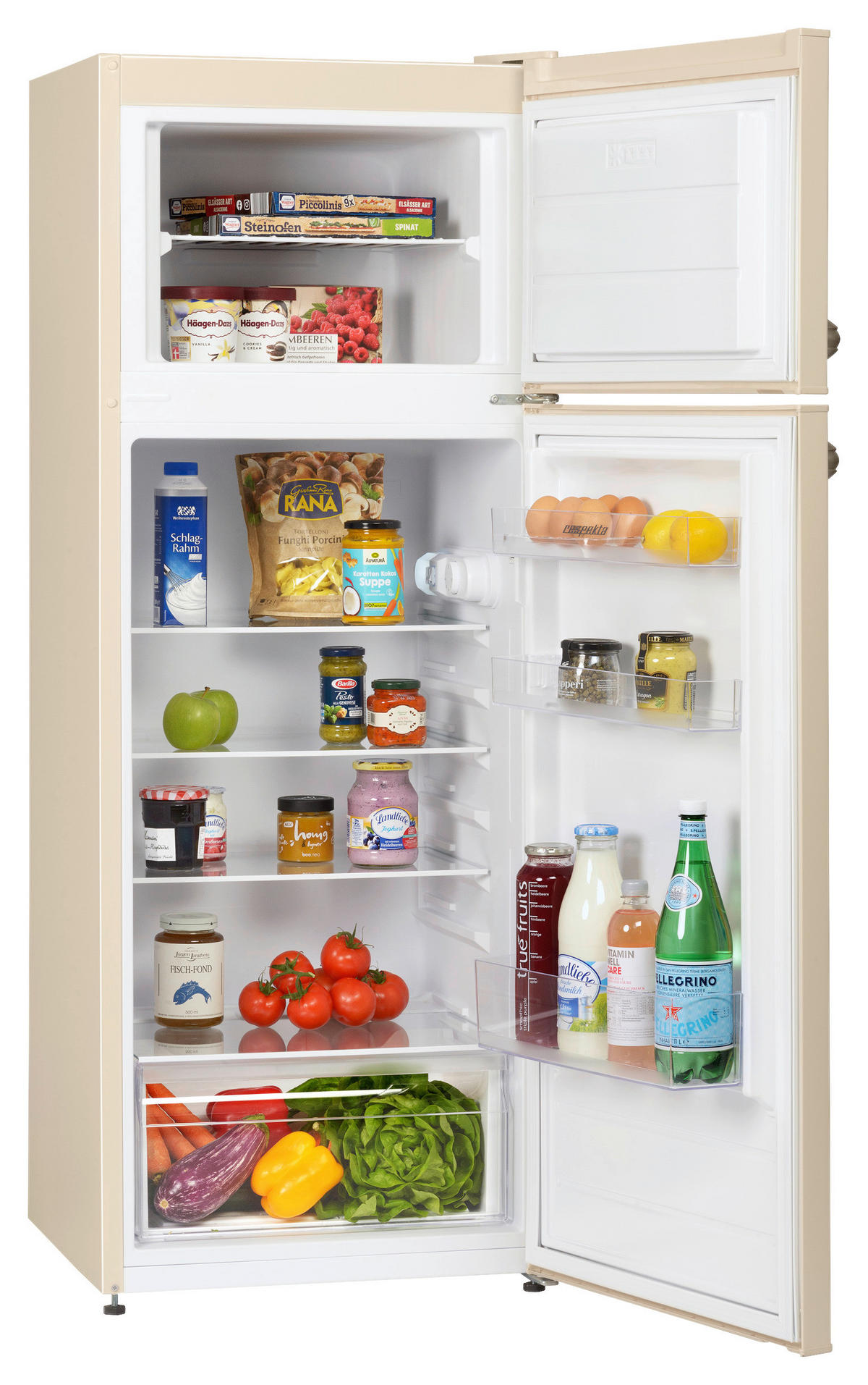 KYL-/FRYSKOMBINATION KS144VC  - cremefärgad, Trend, metall/glas (54/145/57cm) - Respekta
