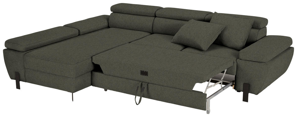 HÖRNSOFFA i vävt tyg mörkgrön  - grön/ljusgrå, Modern, metall/textil (93/90/277cm) - MID.YOU