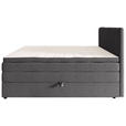 BOXSPRINGBETT 200/200 cm,  in Anthrazit, gepolstertes Kopfteil, Bettkasten, Topper, Matratzen, H2 + H3 = mittel + fest  - Anthrazit/Schwarz, KONVENTIONELL, Kunststoff/Textil (200/200cm) - Esposa