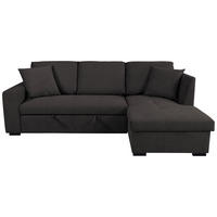 ECKSOFA LUKAS Dunkelbraun Struktur Zierkissen, Bettkasten  - Dunkelbraun, Trend, Textil (239/158cm) - P & B